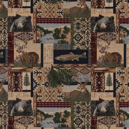 D2660 Novelty Nature Navy Blue,Brown Charlotte Fabrics