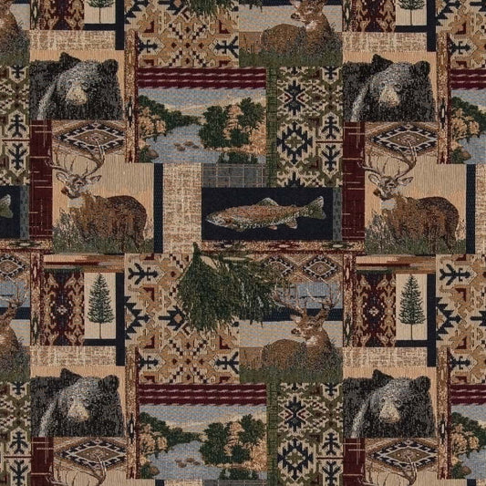 D2660 Novelty Nature Navy Blue,Brown Charlotte Fabrics