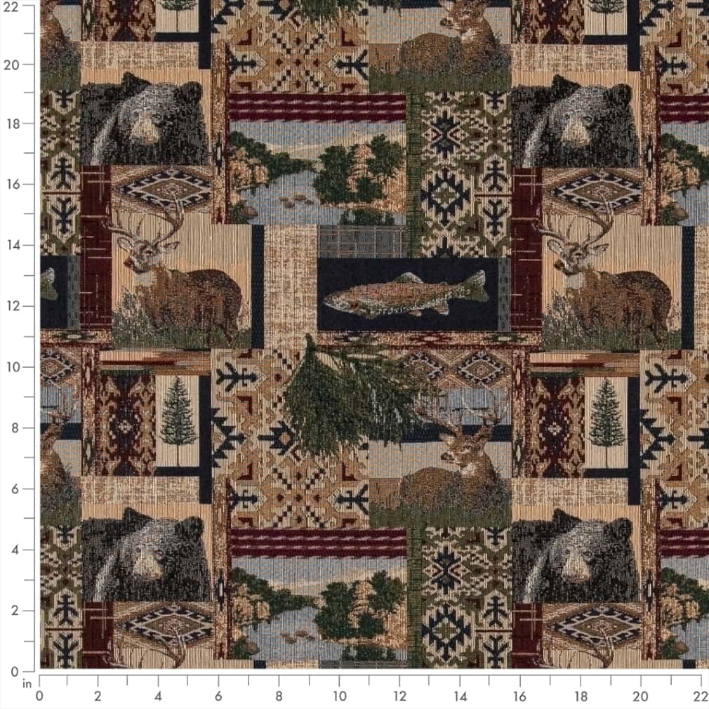 D2660 Novelty Nature Navy Blue,Brown Charlotte Fabrics