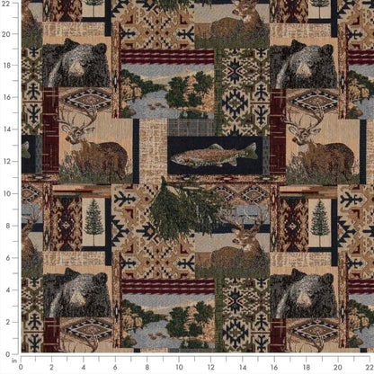 D2660 Novelty Nature Navy Blue,Brown Charlotte Fabrics