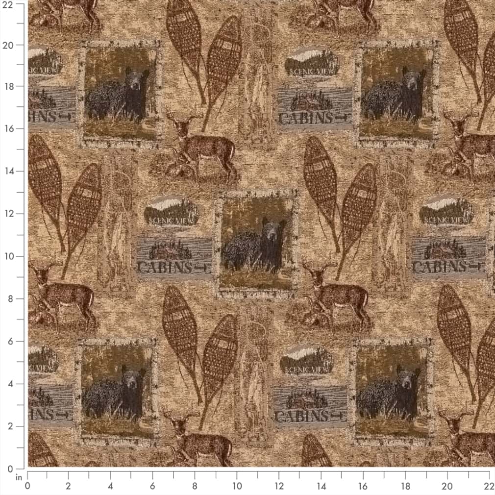D2671 Novelty Cabin Pine Beige & Taupe,Brown Charlotte Fabrics