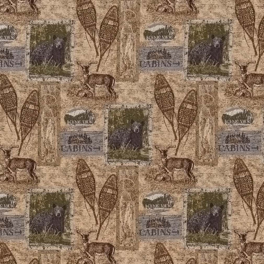 D2672 Novelty Cabin Honey Beige & Taupe,Brown Charlotte Fabrics