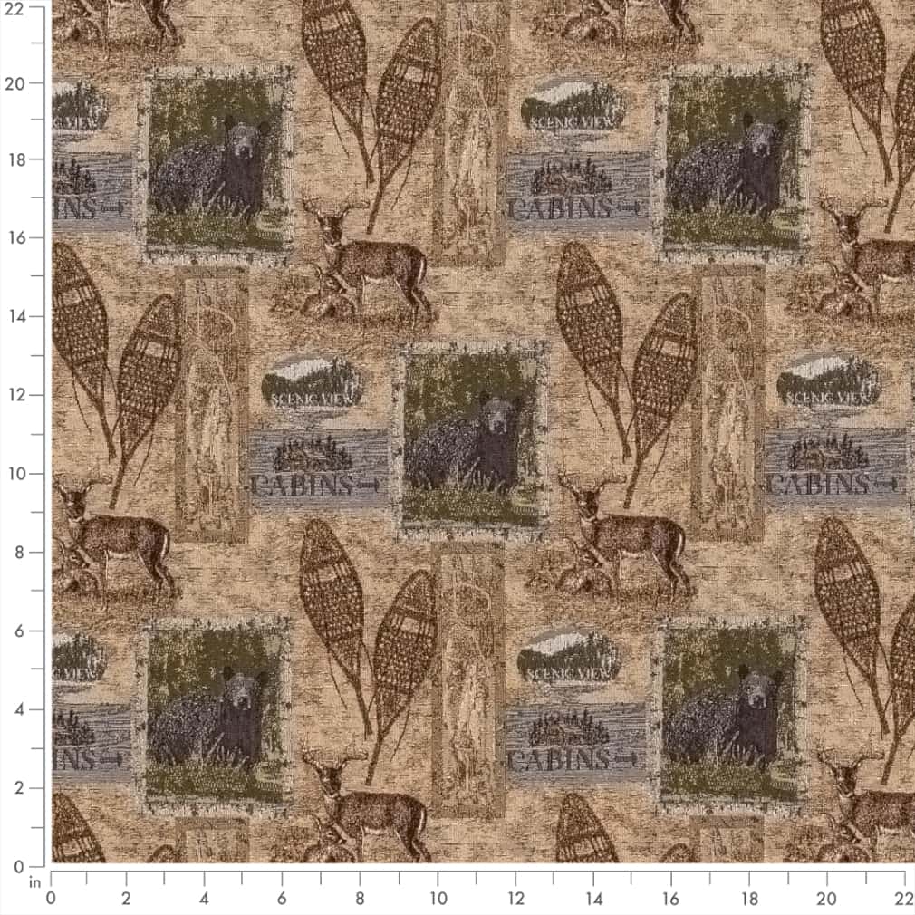 D2672 Novelty Cabin Honey Beige & Taupe,Brown Charlotte Fabrics
