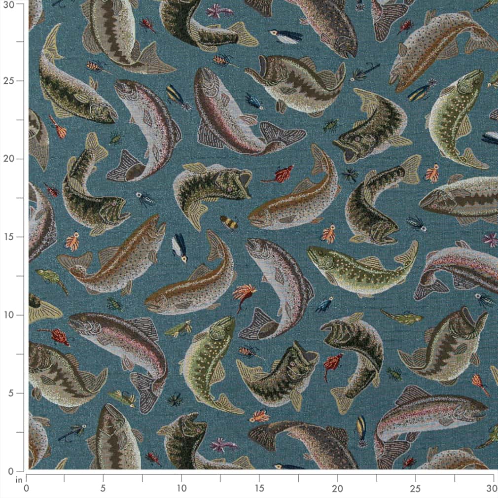 D2679 Novelty Fishing Aqua Aqua & Teal,Blue Charlotte Fabrics