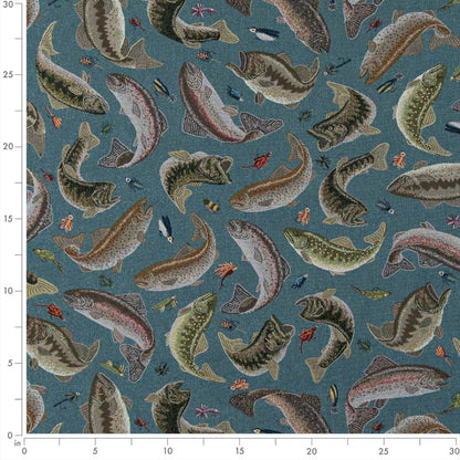 D2679 Novelty Fishing Aqua Aqua & Teal,Blue Charlotte Fabrics