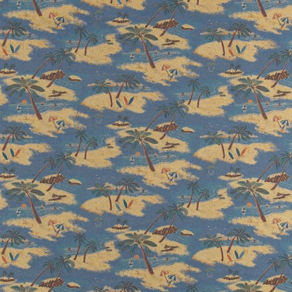 D2684 Novelty,Tropical & Botanical Island Blue Charlotte Fabrics