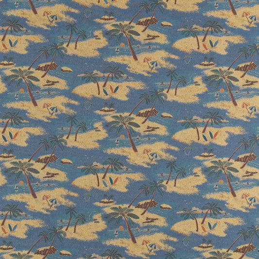 D2684 Novelty,Tropical & Botanical Island Blue Charlotte Fabrics
