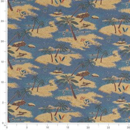 D2684 Novelty,Tropical & Botanical Island Blue Charlotte Fabrics
