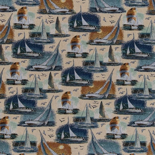 D2685 Novelty Sail Away Blue Charlotte Fabrics