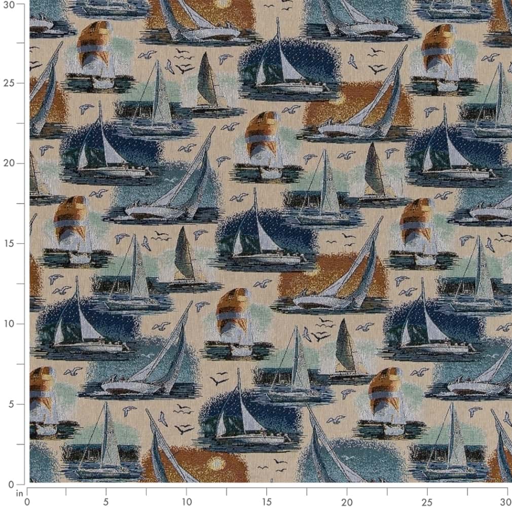 D2685 Novelty Sail Away Blue Charlotte Fabrics