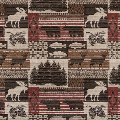 D2688 Novelty Moose Currant Brown,Red & Burgundy Charlotte Fabrics