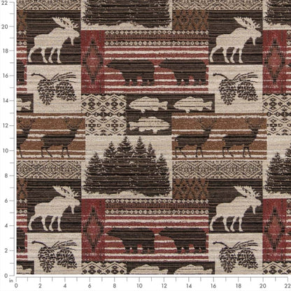 D2688 Novelty Moose Currant Brown,Red & Burgundy Charlotte Fabrics