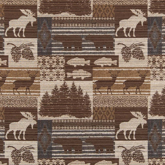 D2689 Novelty Moose Slate Brown Charlotte Fabrics
