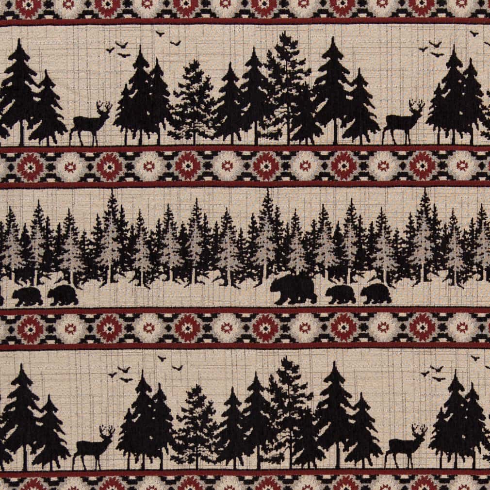 D2692 Novelty Forest Crimson Red & Burgundy Charlotte Fabrics