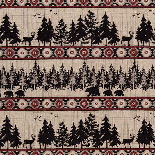 D2692 Novelty Forest Crimson Red & Burgundy Charlotte Fabrics