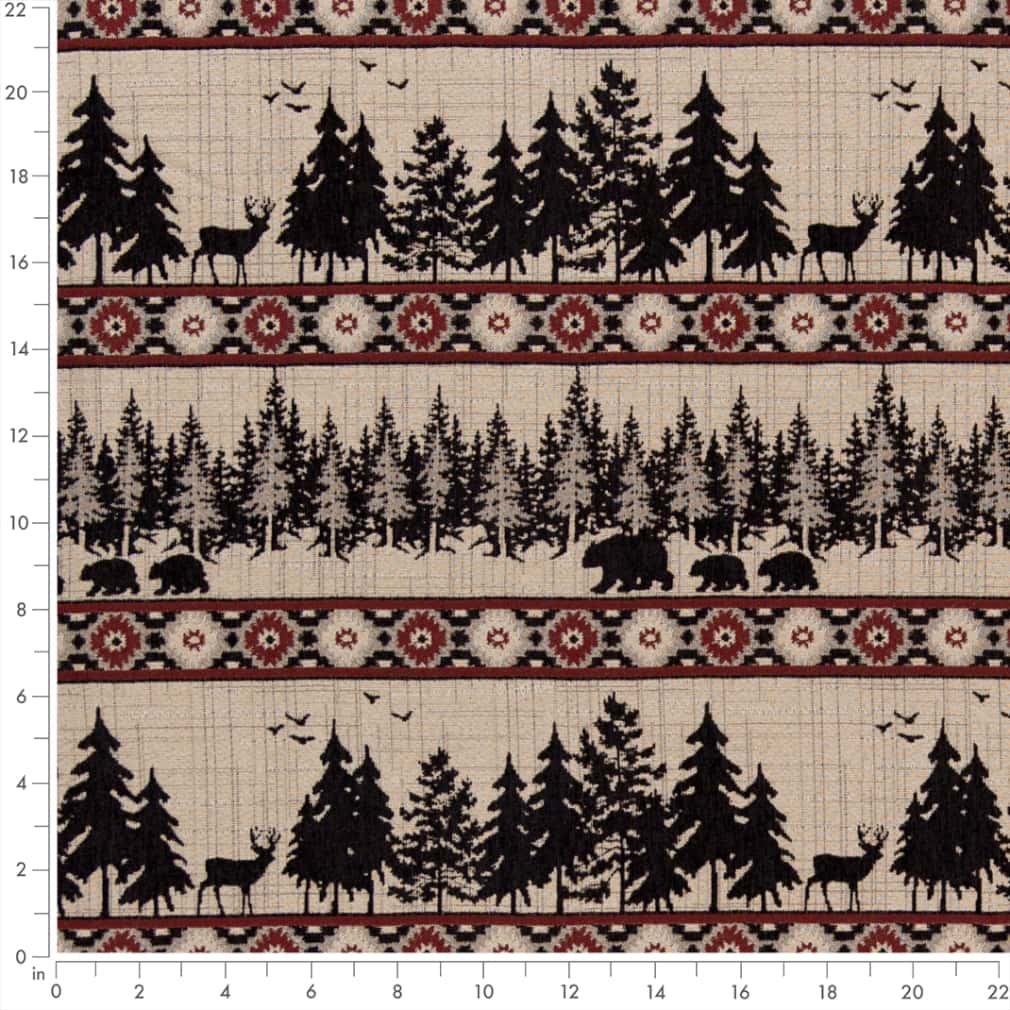 D2692 Novelty Forest Crimson Red & Burgundy Charlotte Fabrics