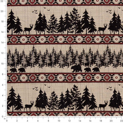 D2692 Novelty Forest Crimson Red & Burgundy Charlotte Fabrics