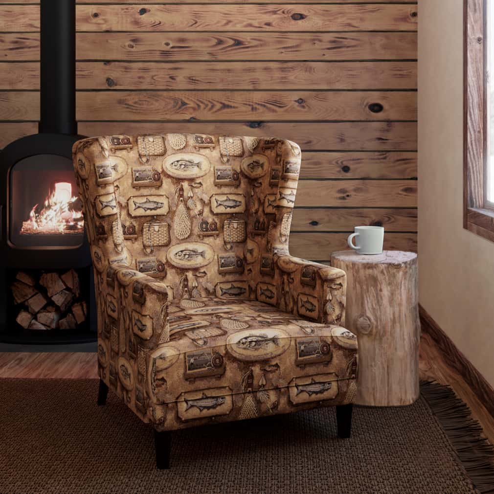 D2698 Novelty Big Catch Brown Charlotte Fabrics