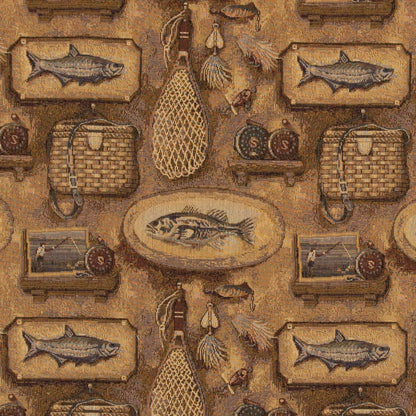 D2698 Novelty Big Catch Brown Charlotte Fabrics