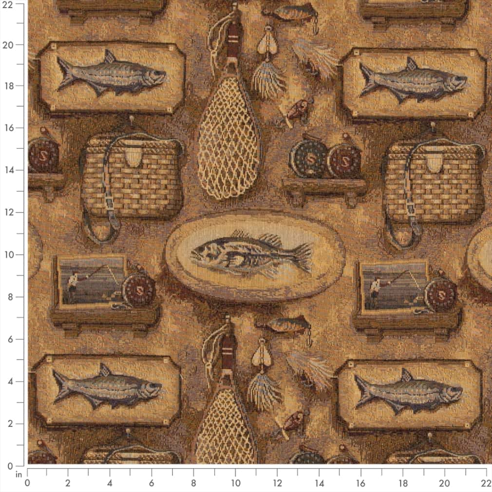 D2698 Novelty Big Catch Brown Charlotte Fabrics