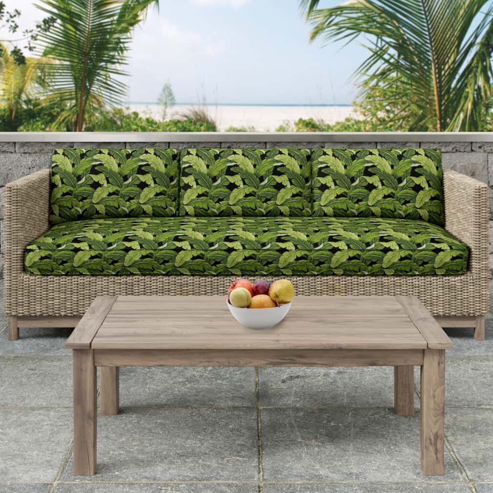 D2715 Leaves,Tropical & Botanical Rainforest Black,Green Charlotte Fabrics