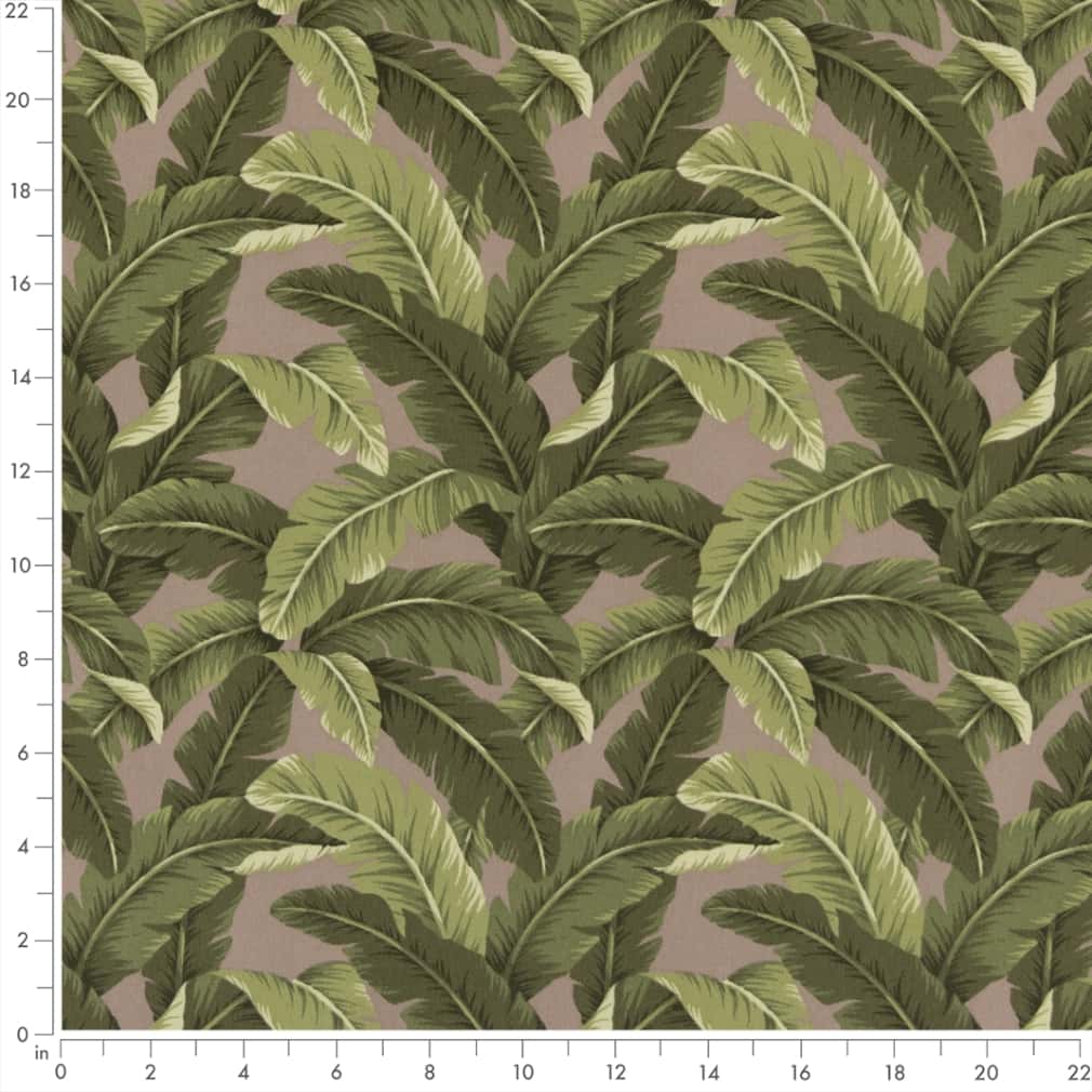 D2716 Leaves,Tropical & Botanical Fawn Green,Grey & Silver Charlotte Fabrics
