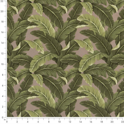 D2716 Leaves,Tropical & Botanical Fawn Green,Grey & Silver Charlotte Fabrics