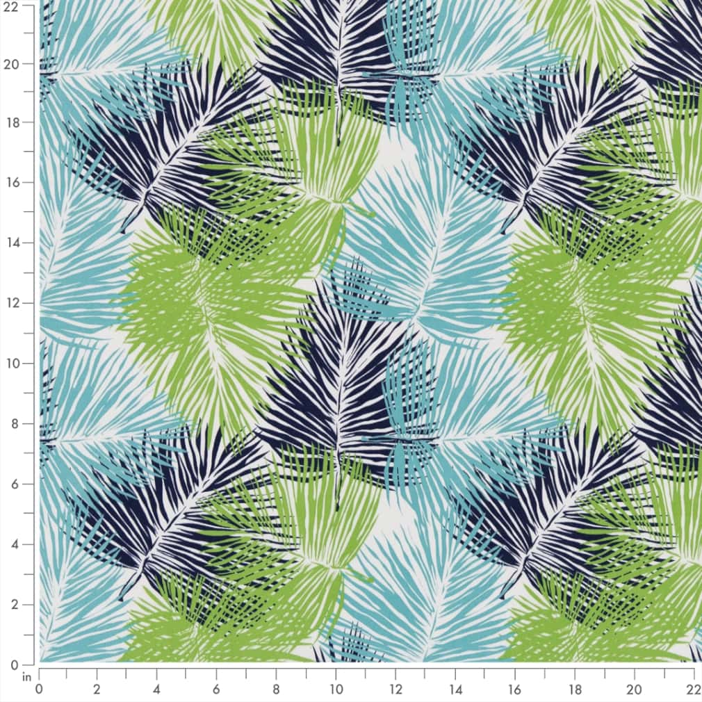 D2720 Leaves,Tropical & Botanical Tide Blue,Green Charlotte Fabrics