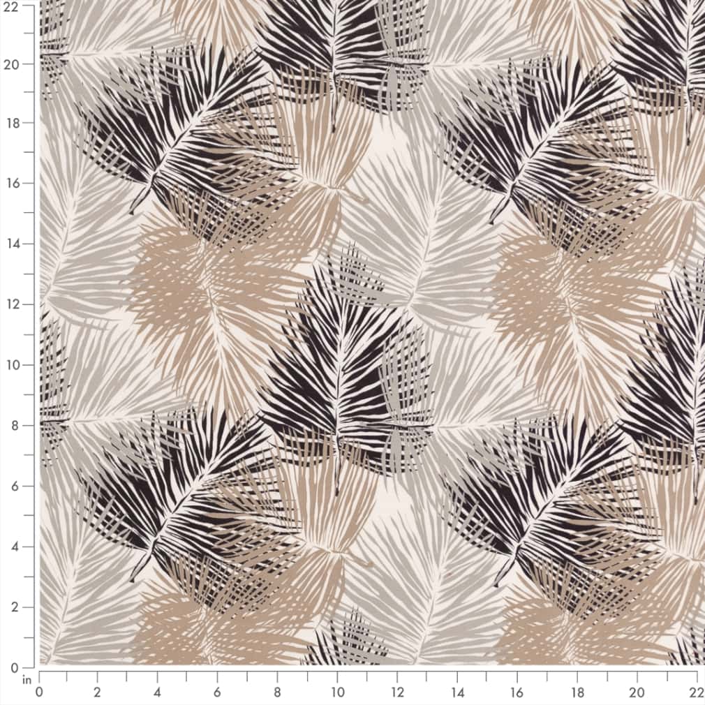 D2721 Leaves,Tropical & Botanical Driftwood Grey & Silver Charlotte Fabrics