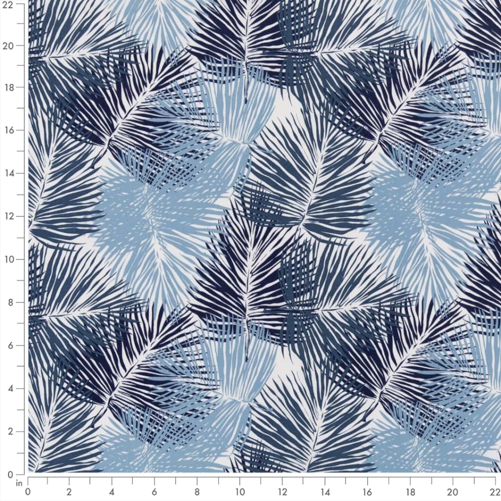 D2722 Leaves,Tropical & Botanical Oasis Blue Charlotte Fabrics