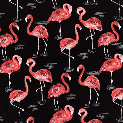 D2730 Novelty Flamingo Black,Pink Charlotte Fabrics