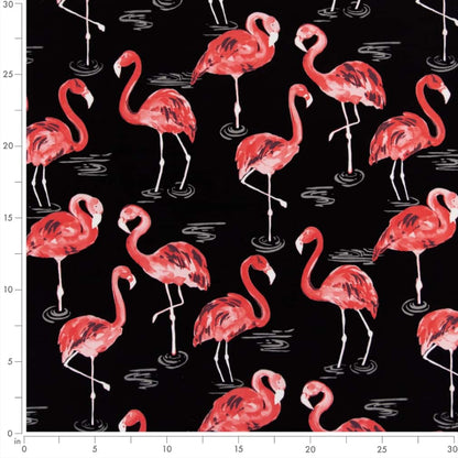 D2730 Novelty Flamingo Black,Pink Charlotte Fabrics