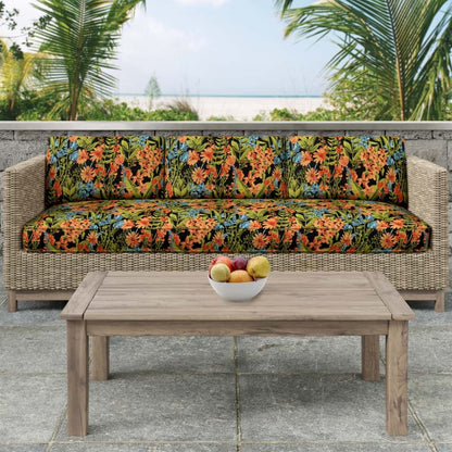 D2731 Floral Night Black,Coral & Peach Charlotte Fabrics