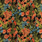 D2731 Floral Night Black,Coral & Peach Charlotte Fabrics