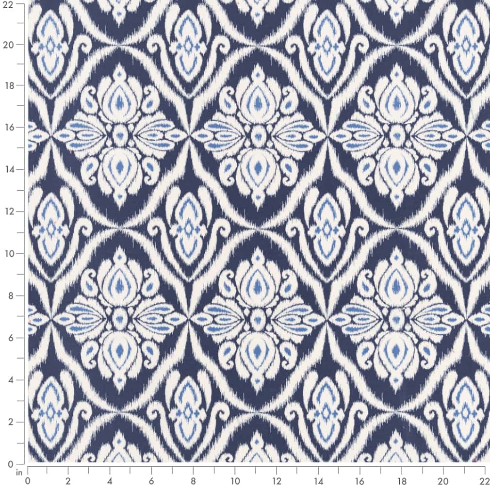D2734 Damask Prussian Blue Charlotte Fabrics