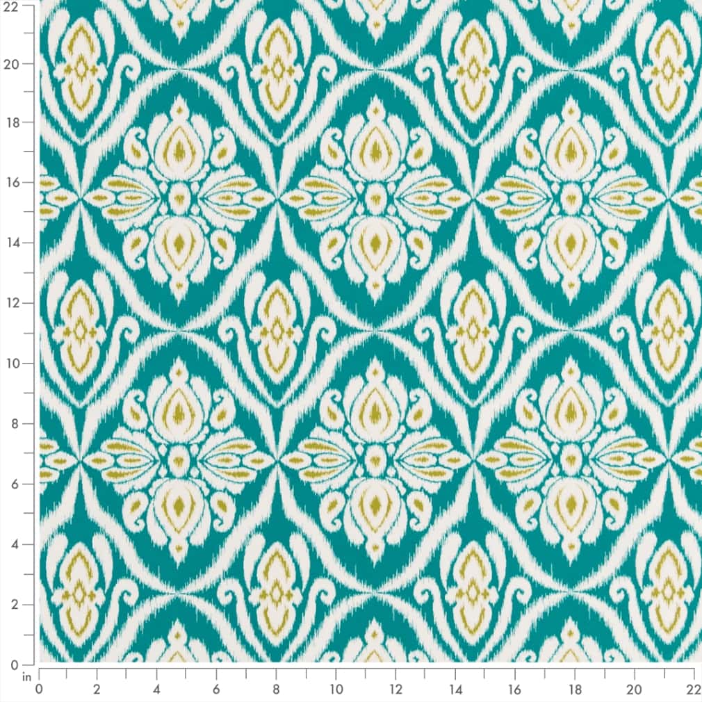 D2735 Damask Seabreeze Aqua & Teal Charlotte Fabrics