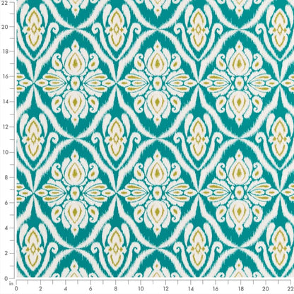 D2735 Damask Seabreeze Aqua & Teal Charlotte Fabrics