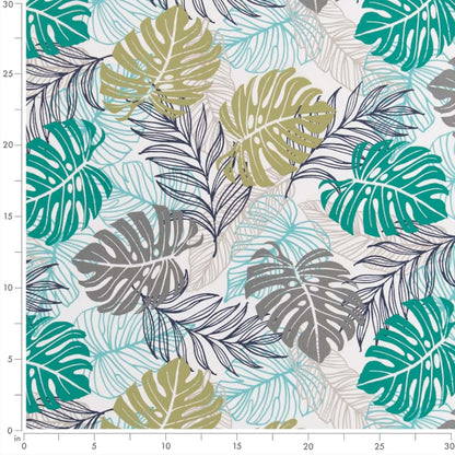 D2738 Leaves,Tropical & Botanical Jade Aqua & Teal,Green Charlotte Fabrics