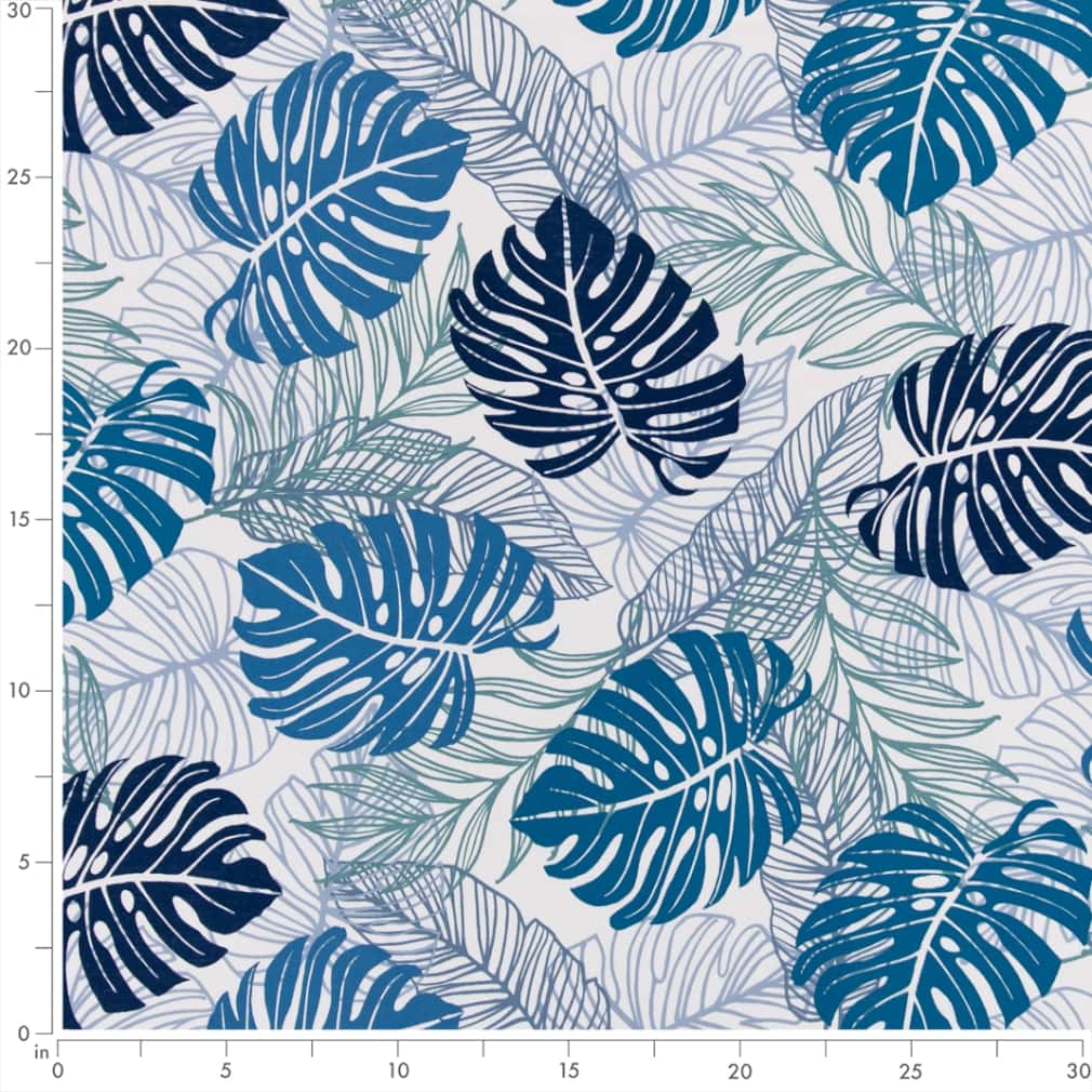 D2739 Leaves,Tropical & Botanical Lake Blue Charlotte Fabrics