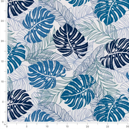 D2739 Leaves,Tropical & Botanical Lake Blue Charlotte Fabrics