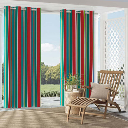 D2742 Stripe Garden Aqua & Teal,Red & Burgundy Charlotte Fabrics