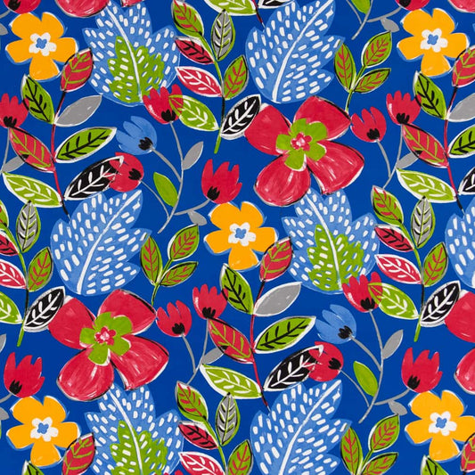 D2745 Floral Ultramarine Blue Charlotte Fabrics