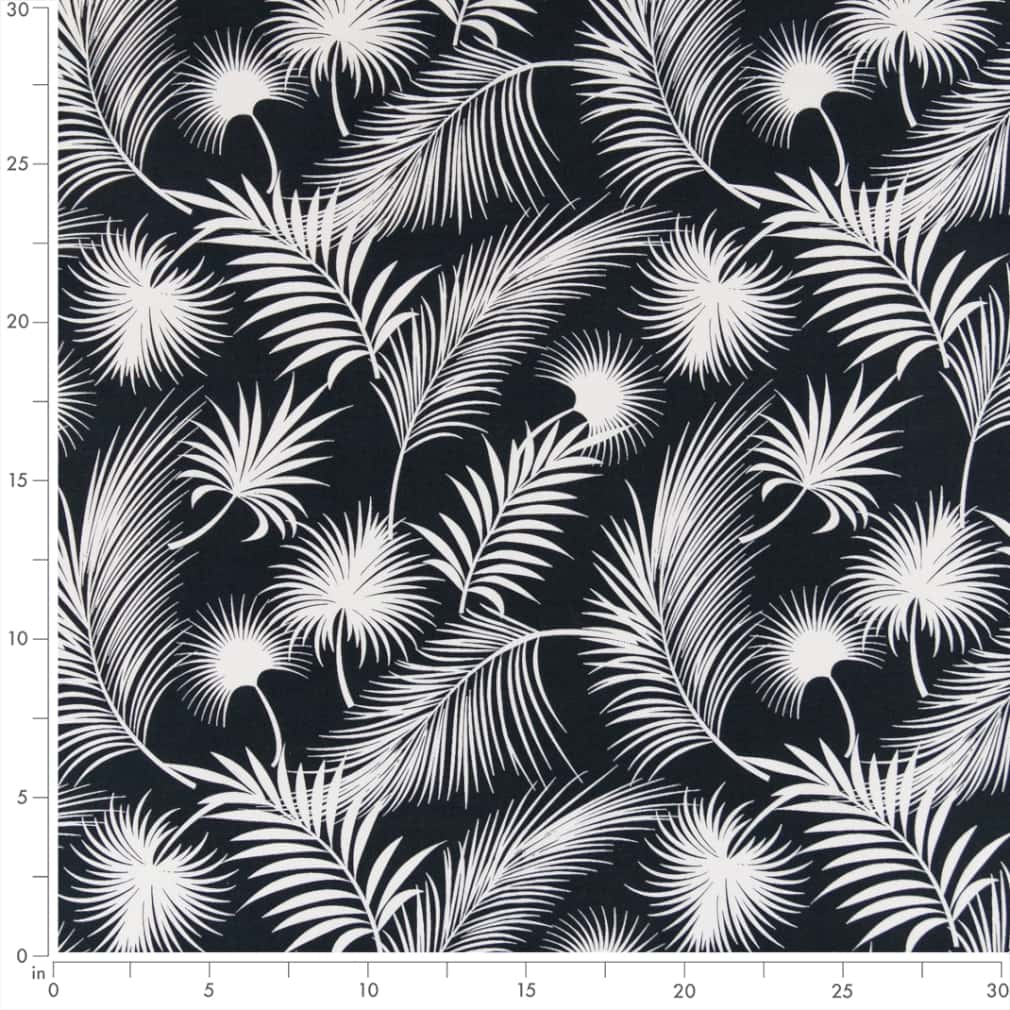 D2748 Leaves,Tropical & Botanical Obsidian Black Charlotte Fabrics