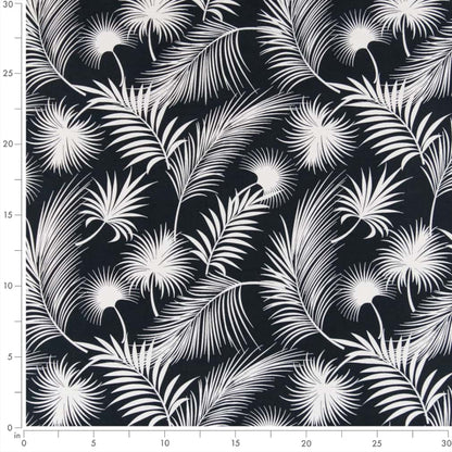 D2748 Leaves,Tropical & Botanical Obsidian Black Charlotte Fabrics