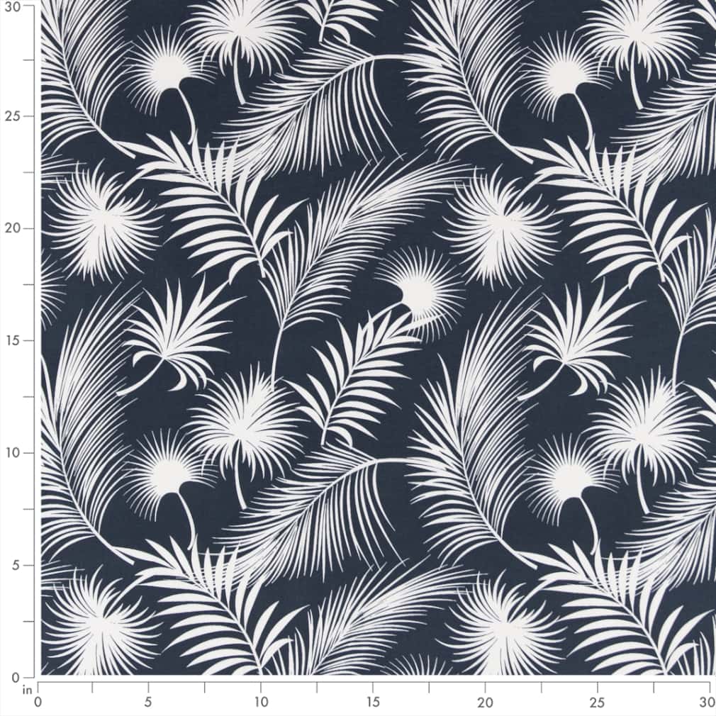 D2751 Leaves,Tropical & Botanical Navy Blue Charlotte Fabrics
