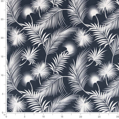 D2751 Leaves,Tropical & Botanical Navy Blue Charlotte Fabrics