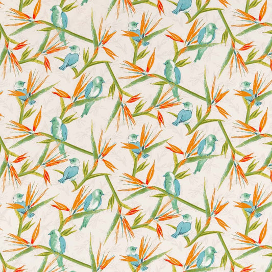 D2753 Leaves,Novelty,Tropical & Botanical Tropical Aqua & Teal,Green,Orange & Rust Charlotte Fabrics