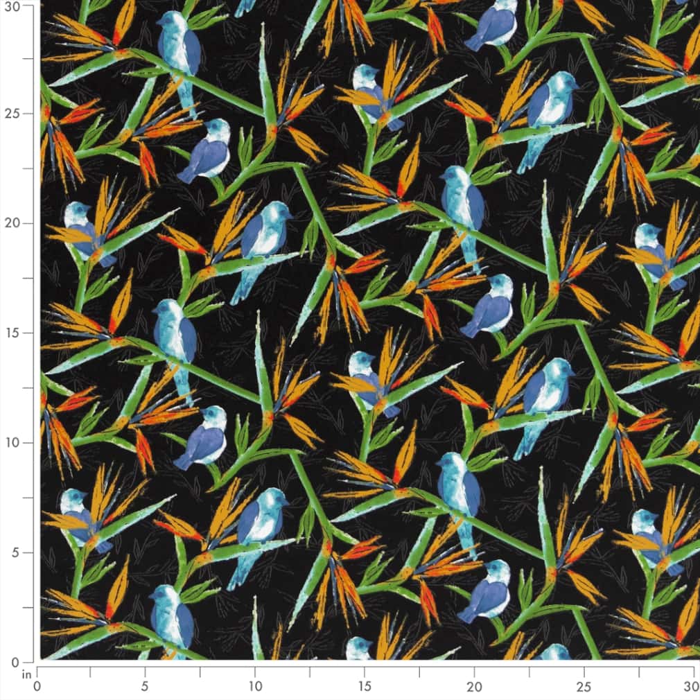 D2754 Leaves,Novelty,Tropical & Botanical Jet Black Charlotte Fabrics