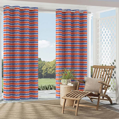 D2758 Abstract & Geometric Fiesta Blue,Orange & Rust Charlotte Fabrics