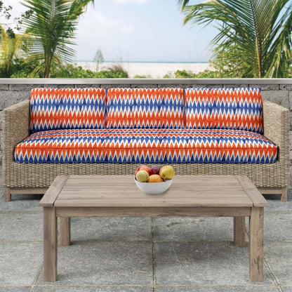 D2758 Abstract & Geometric Fiesta Blue,Orange & Rust Charlotte Fabrics
